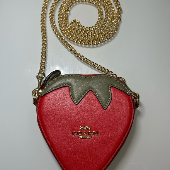 Coach Handbags - Coach Red Strawberry Mini Crossbody with Gold Chain
